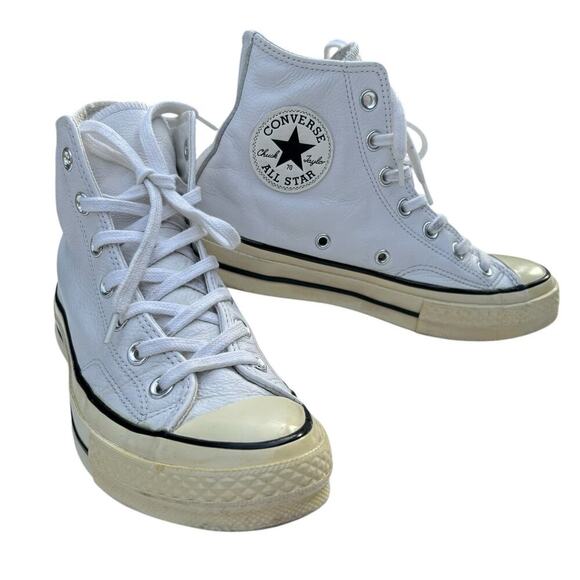 Converse Chuck 70 All Star White Leather Hi-Tops Mens Size 5 Womens Size 7 - Picture 9 of 9